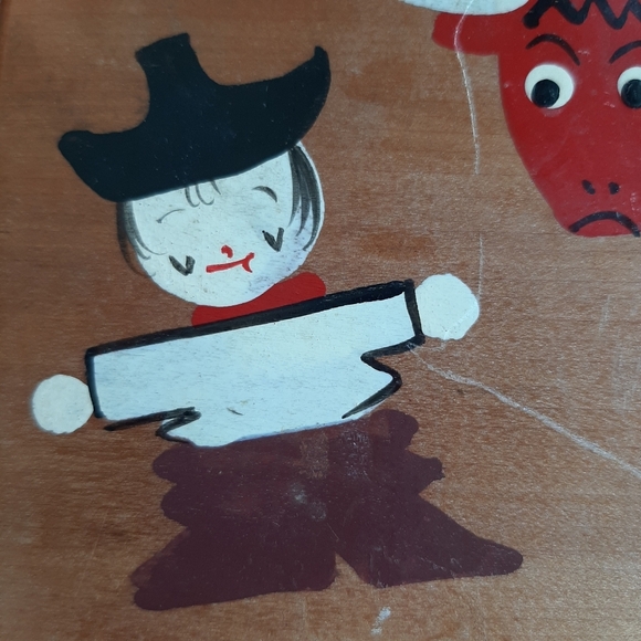 VINTAGE HAND PAINTED WOODEN RECIPE BOX - Picture 6 of 9